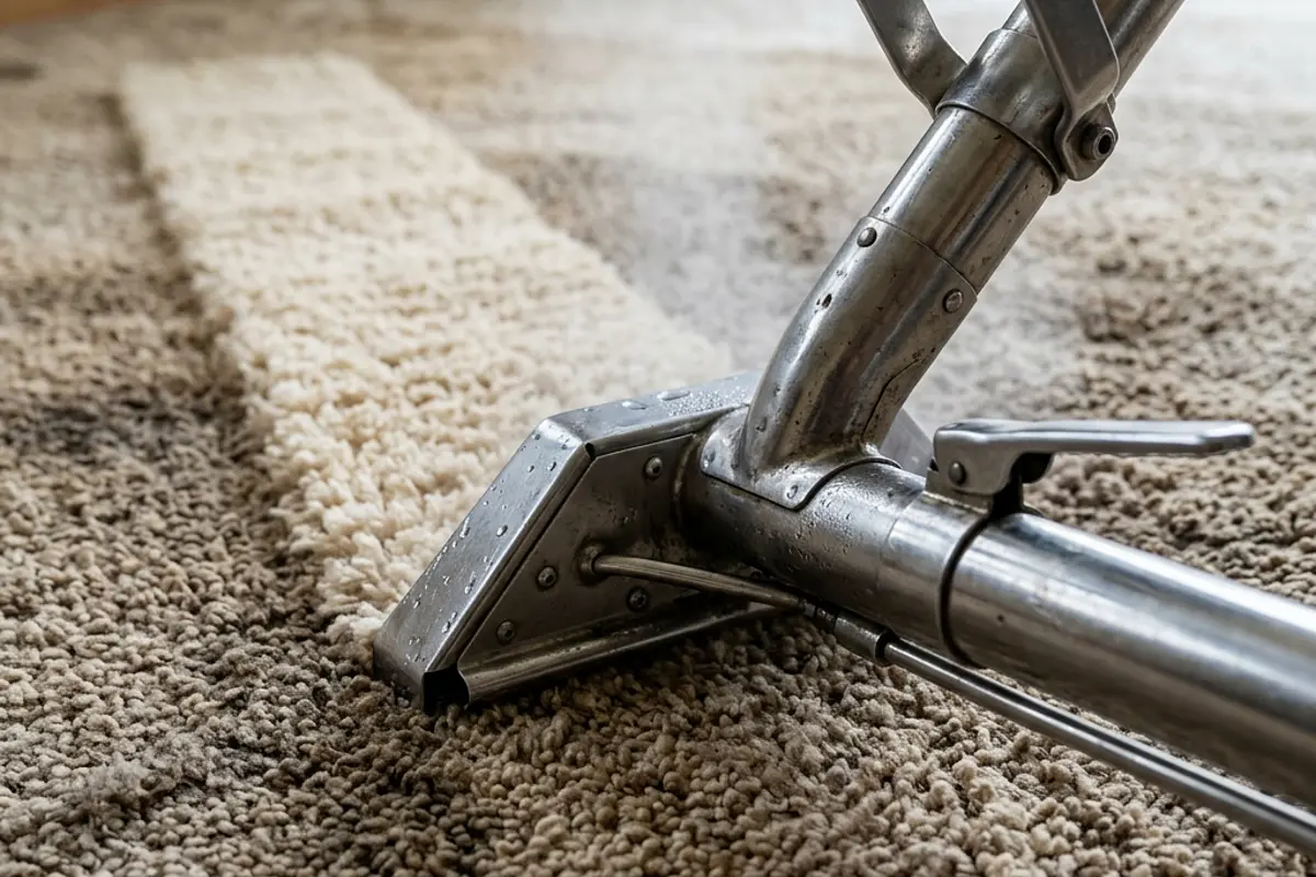 Carpet steam cleaning crew working in Newport